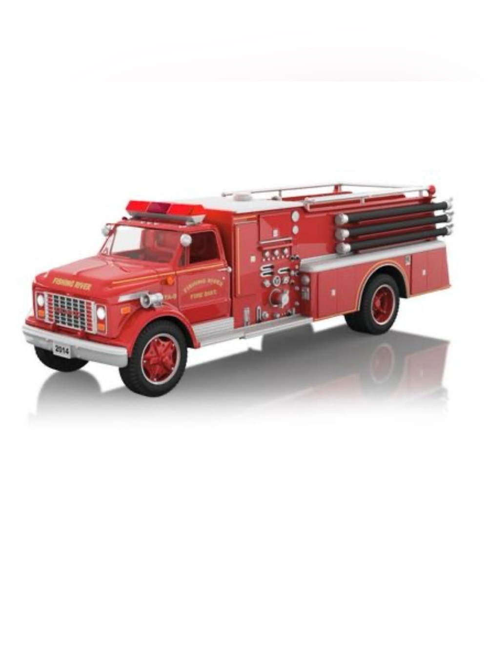 2014 Hallmark 1971 GMC Fire Engine Fire Brigade Magic Lighted Christmas Ornament